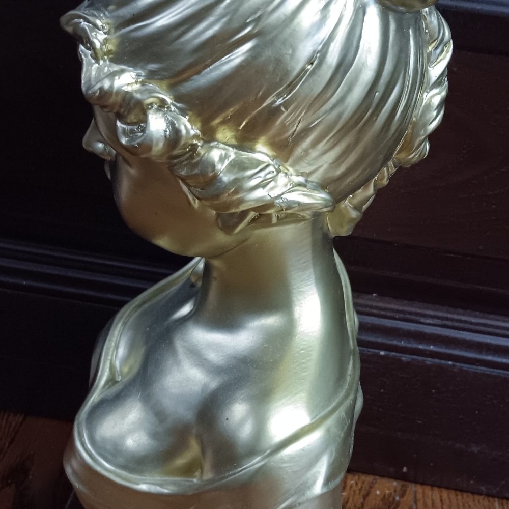 Venus Style  Gold Color Plaster Bust Statue Gild Rome - Picture 5 of 12